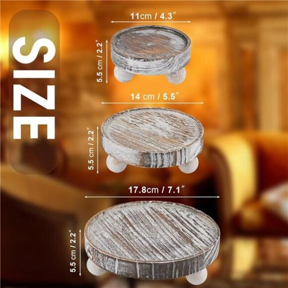 Wood Riser Stand Set Farmhouse Pedestal for Decor Display Candles Plants Cups - Picture 2 of 8